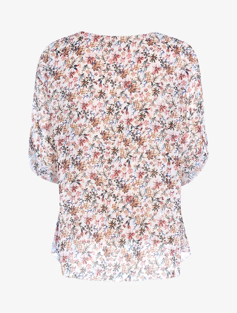 Floral bedruckte Bluse in weiter Passform - Ecru