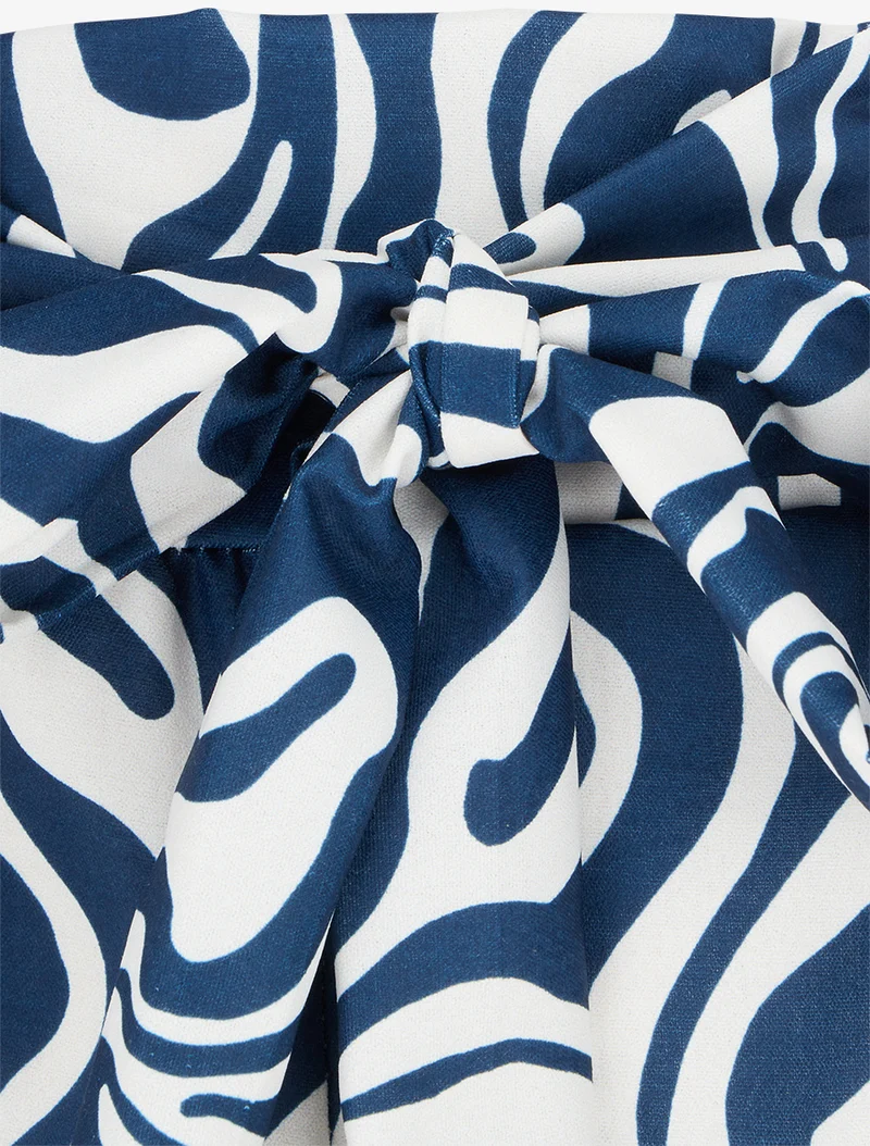 Kurze Paperbag-Hose mit Fantasiemuster - Marine
