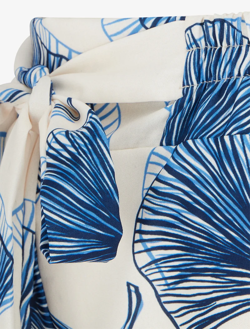 Fließende Hose mit Ginko-Print - Marine