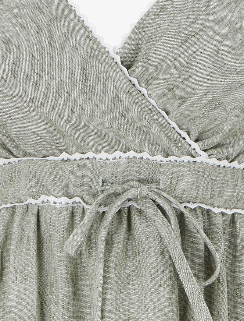 Wadenlanges Kleid mit Wickelausschnitt - Kaki
