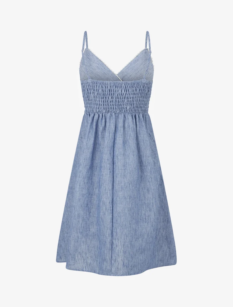 Wadenlanges Kleid mit Wickelausschnitt - Blau