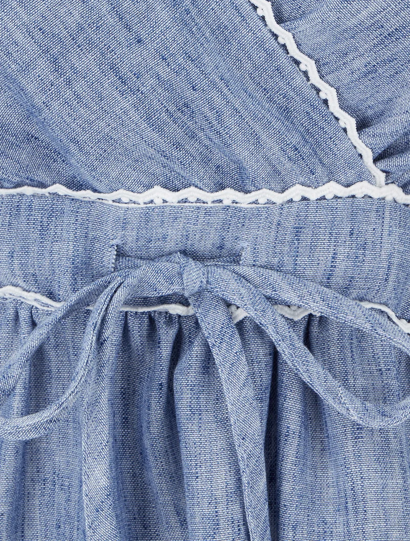 Wadenlanges Kleid mit Wickelausschnitt - Blau