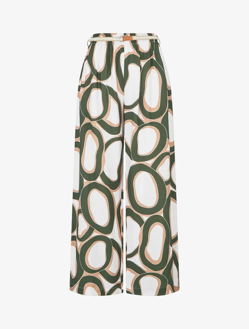 Gerade Hose mit hoher Taille und grafischem Druck - Kaki