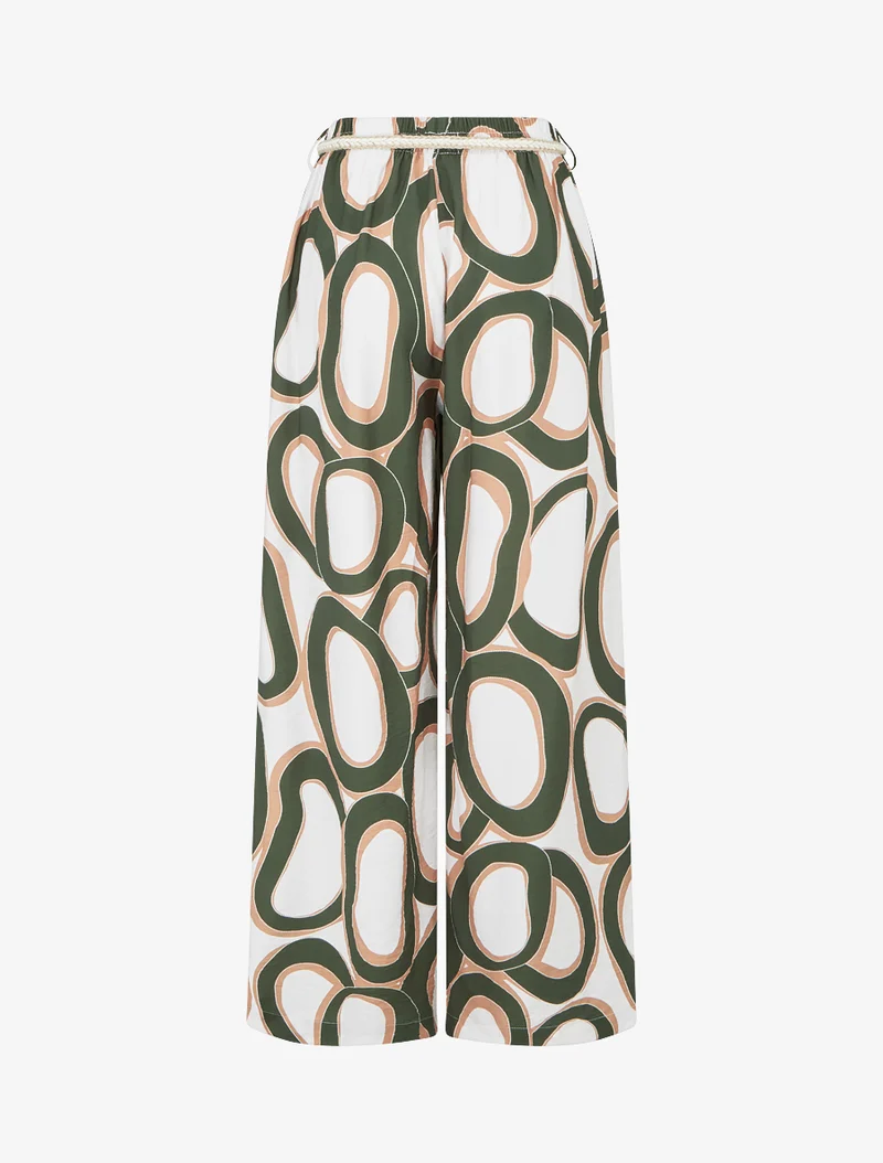 Gerade Hose mit hoher Taille und grafischem Druck - Kaki