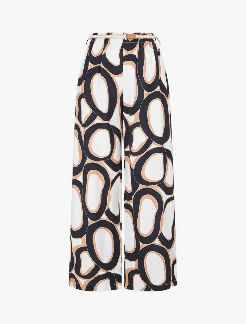 Gerade Hose mit hoher Taille und grafischem Druck - Schwarz