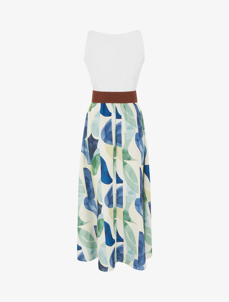 Trägerkleid mit Fantasiemuster aus Kunstleder - Marine