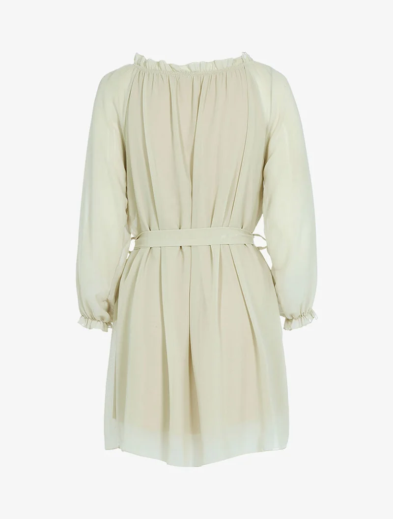 Schulterfreies Kleid aus Voile - Beige