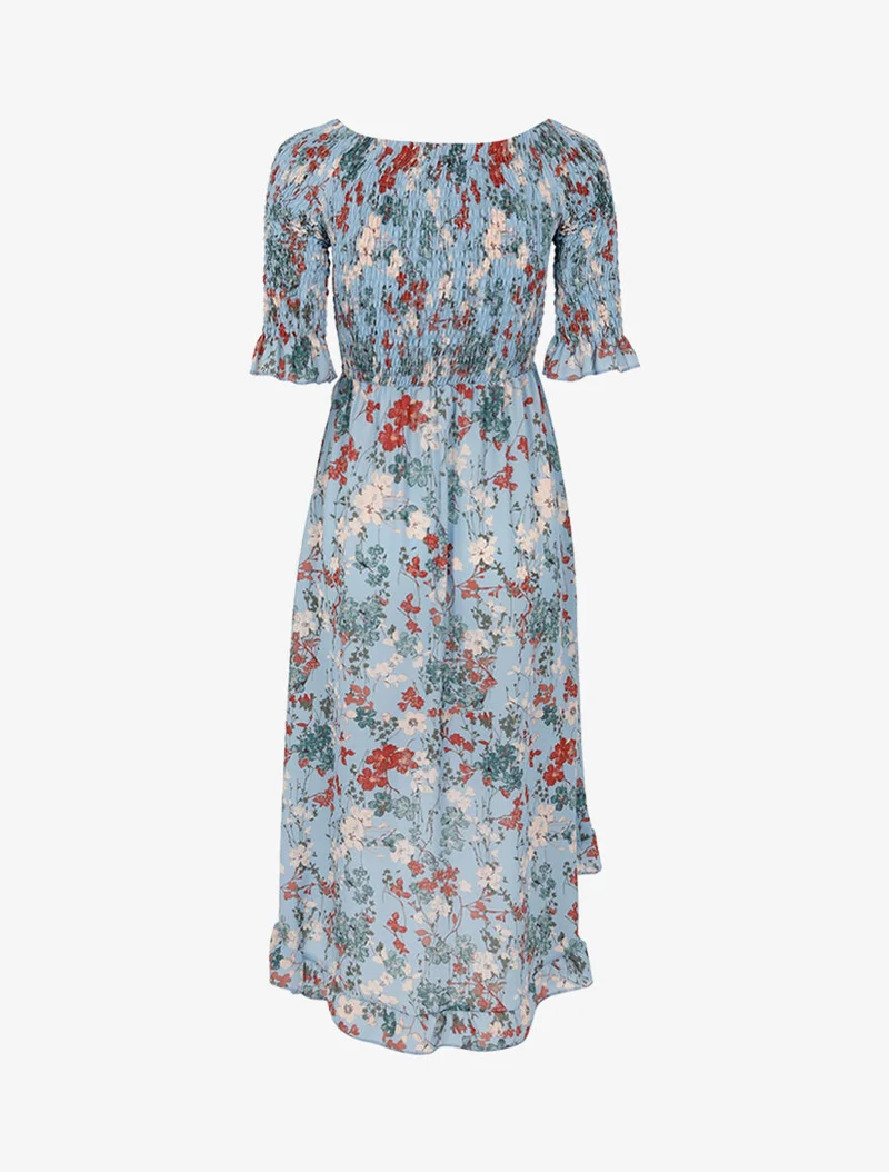 Wickelkleid mit asymmetrischem Schößchen - Himmelblau