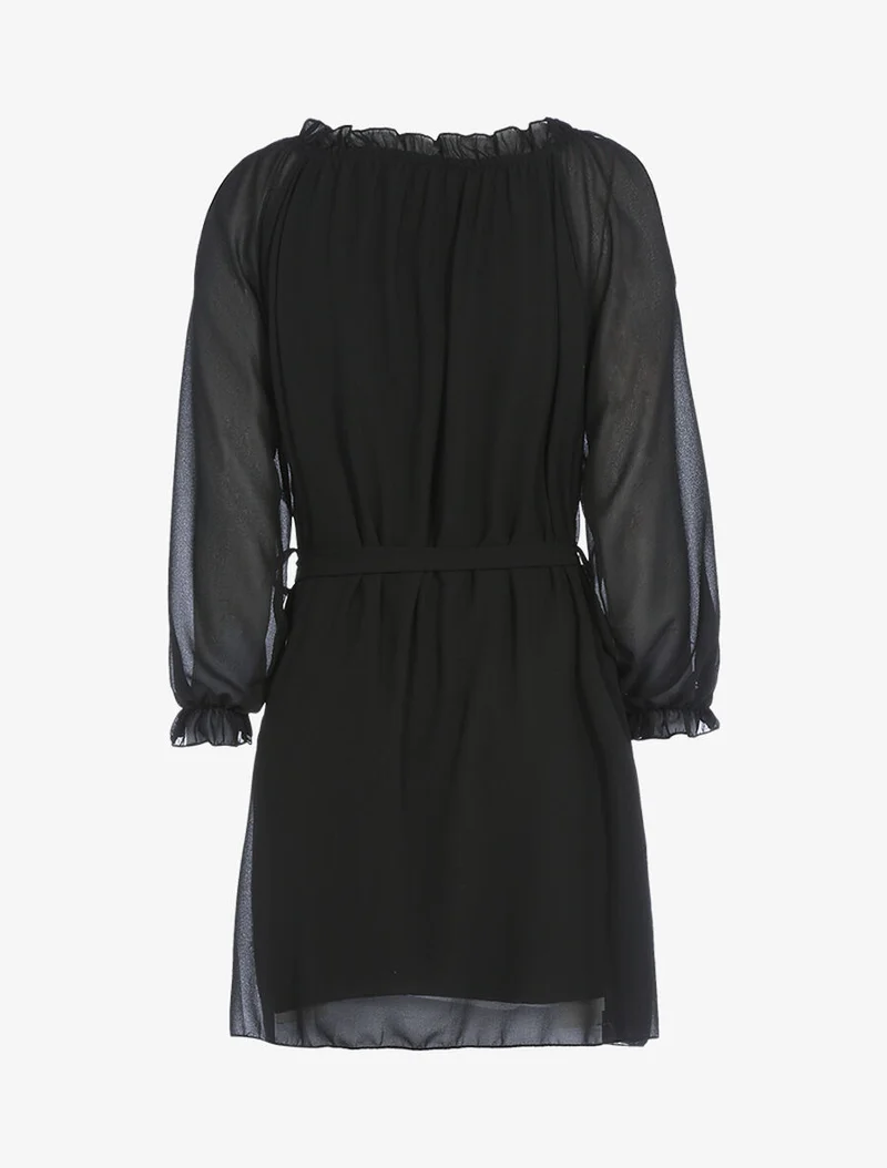 Schulterfreies Kleid aus Voile - Schwarz