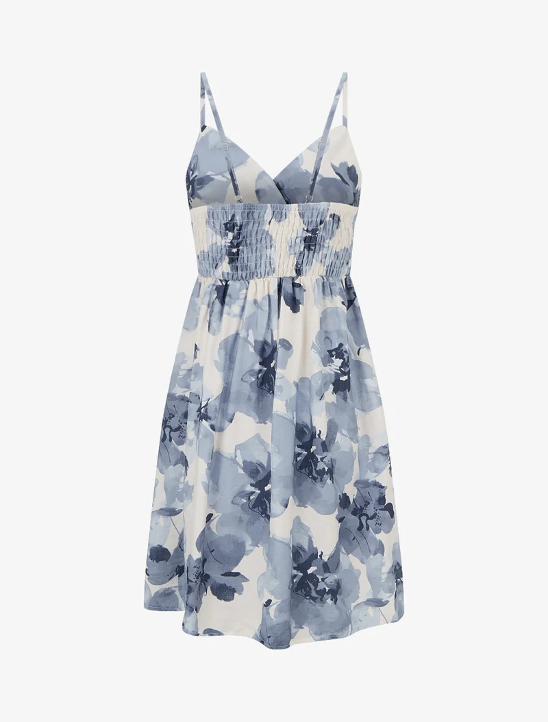 Midikleid mit Blumenmuster - Blaugrau