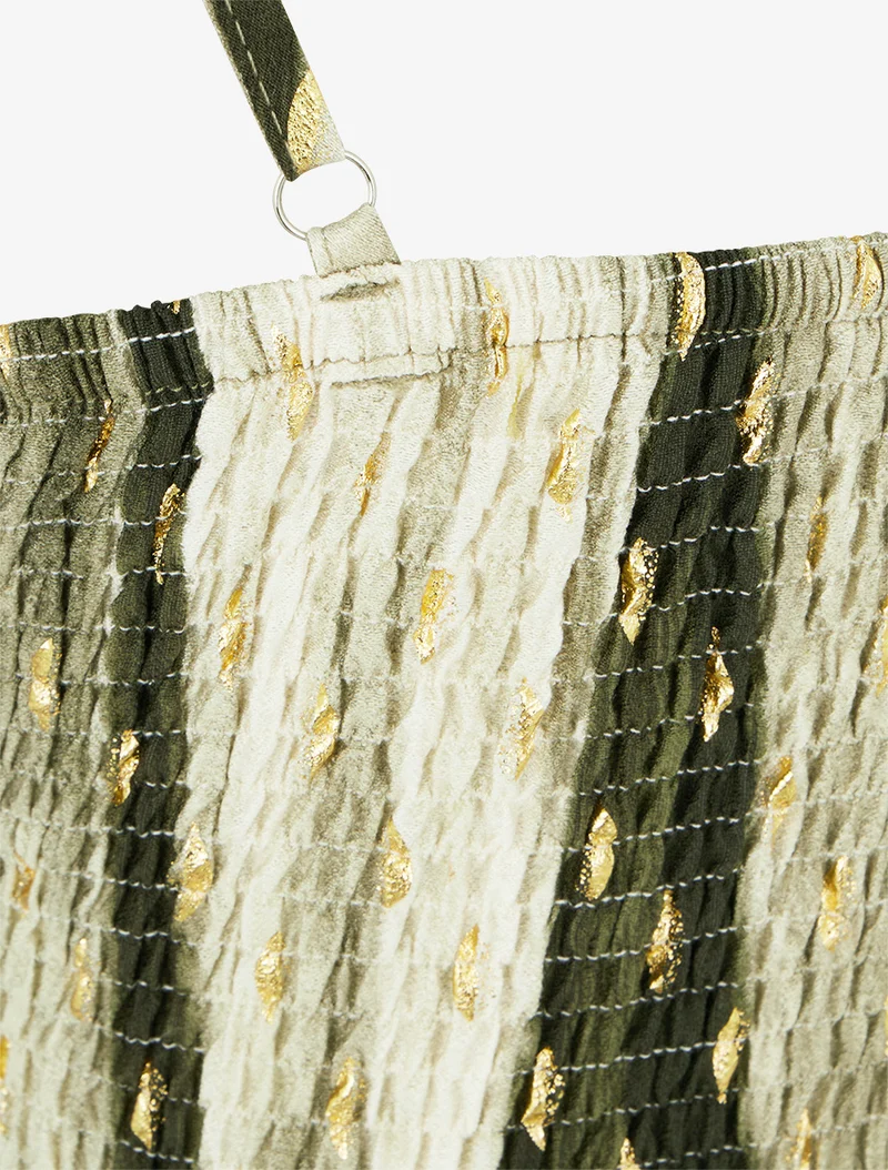 Midikleid mit abstraktem Print und schimmernden Details - Grün