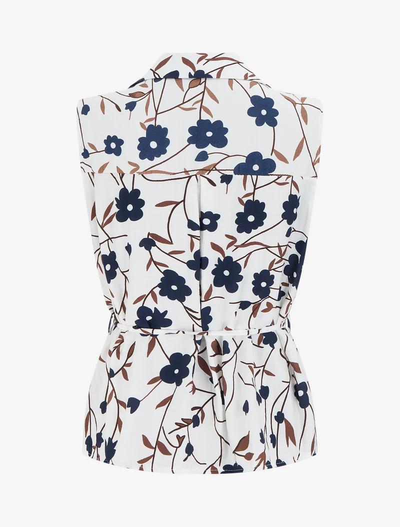 Ärmelloses Top mit Blumenmuster - Marine