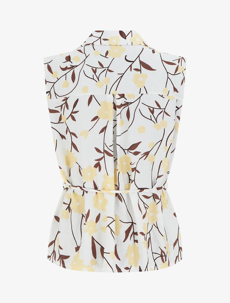 Ärmelloses Top mit Blumenmuster - Gelb