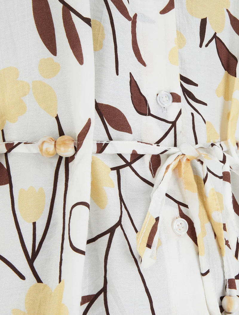 Ärmelloses Top mit Blumenmuster - Gelb