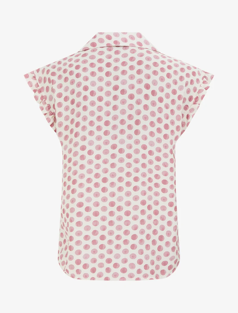 Gepunktetes bedrucktes Oberteil mit Knöpfen - Rose