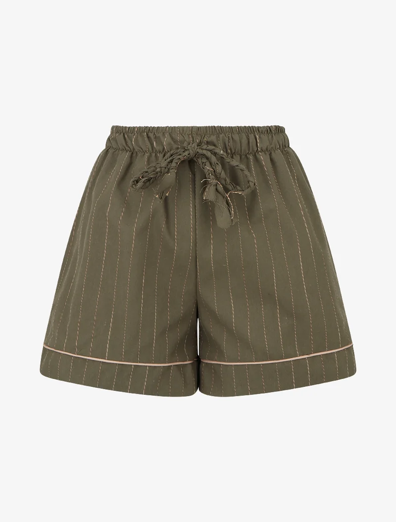 Kurz geschnittener Streifen-Shorts - Kaki