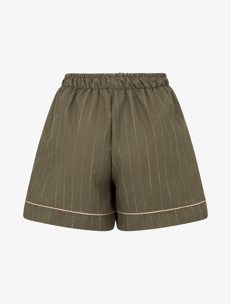 Kurz geschnittener Streifen-Shorts - Kaki