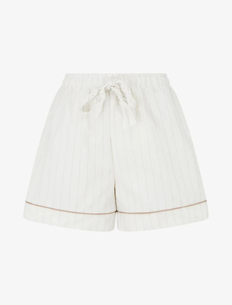 Kurz geschnittener Streifen-Shorts - Beige
