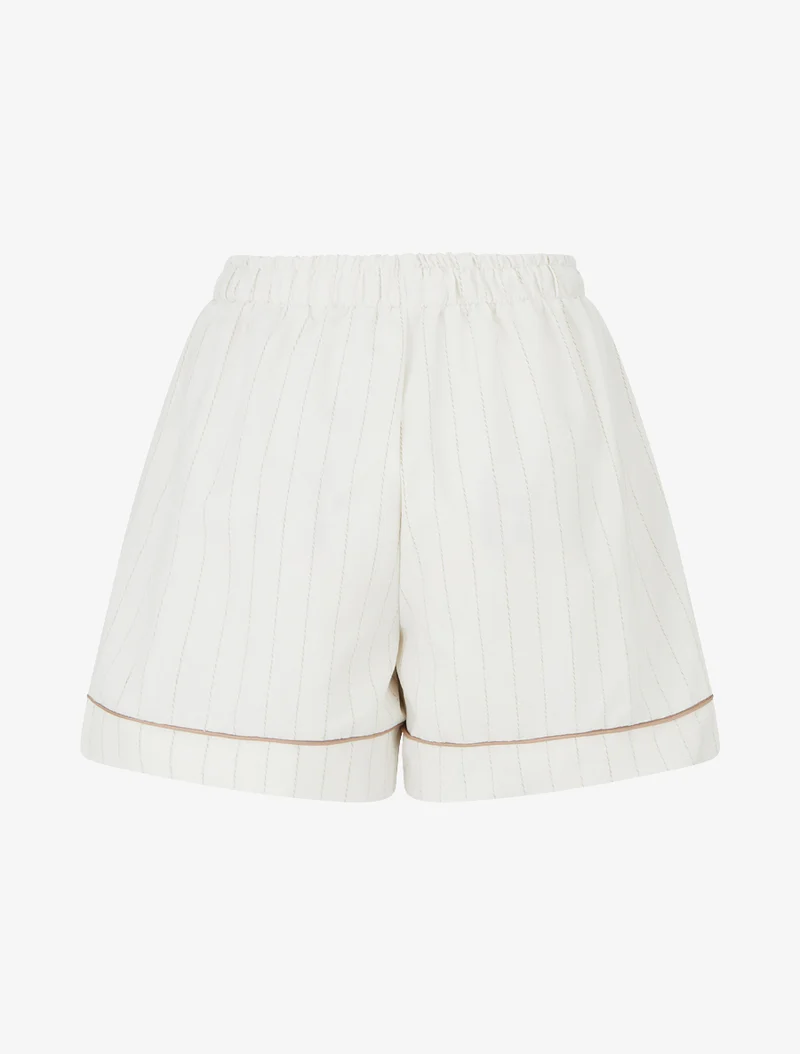 Kurz geschnittener Streifen-Shorts - Beige