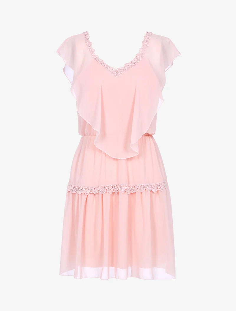 Kleid aus Schleier mit gestickten Details - Rose