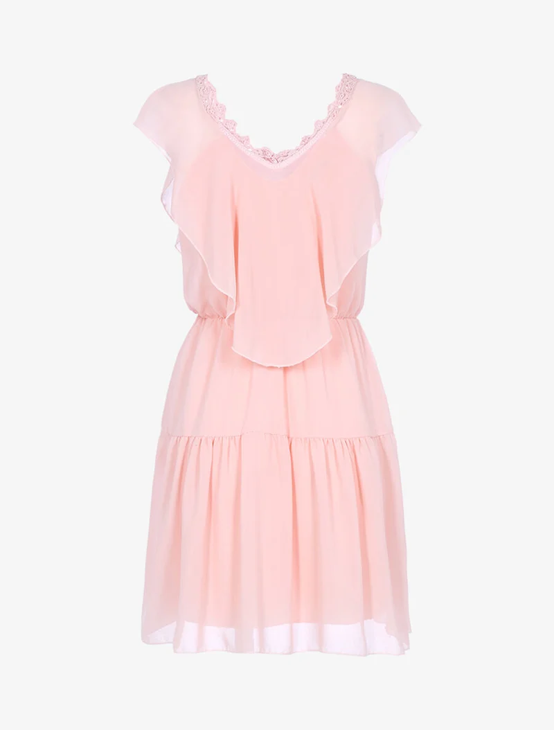 Kleid aus Schleier mit gestickten Details - Rose