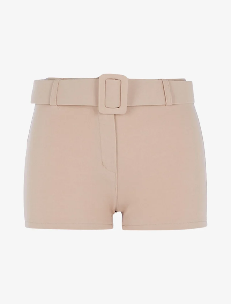 Gürtel-Mini-Shorts - Beige
