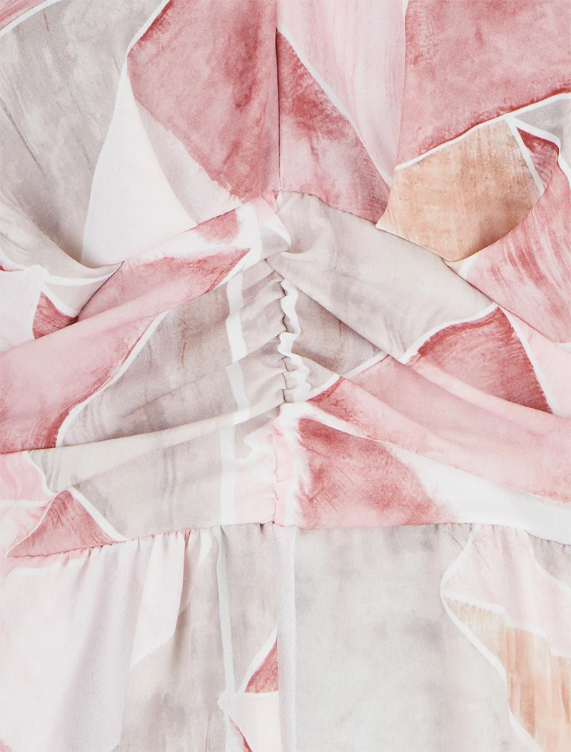 Gerade geschnittener Kurzarm-Overall mit Fantasiemuster - Rose