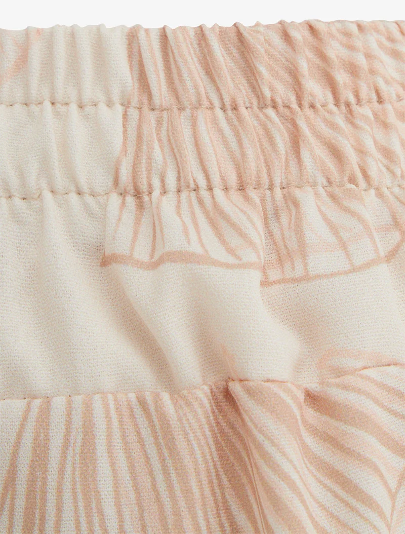 Fließende Hose mit Ginko-Print - Beige