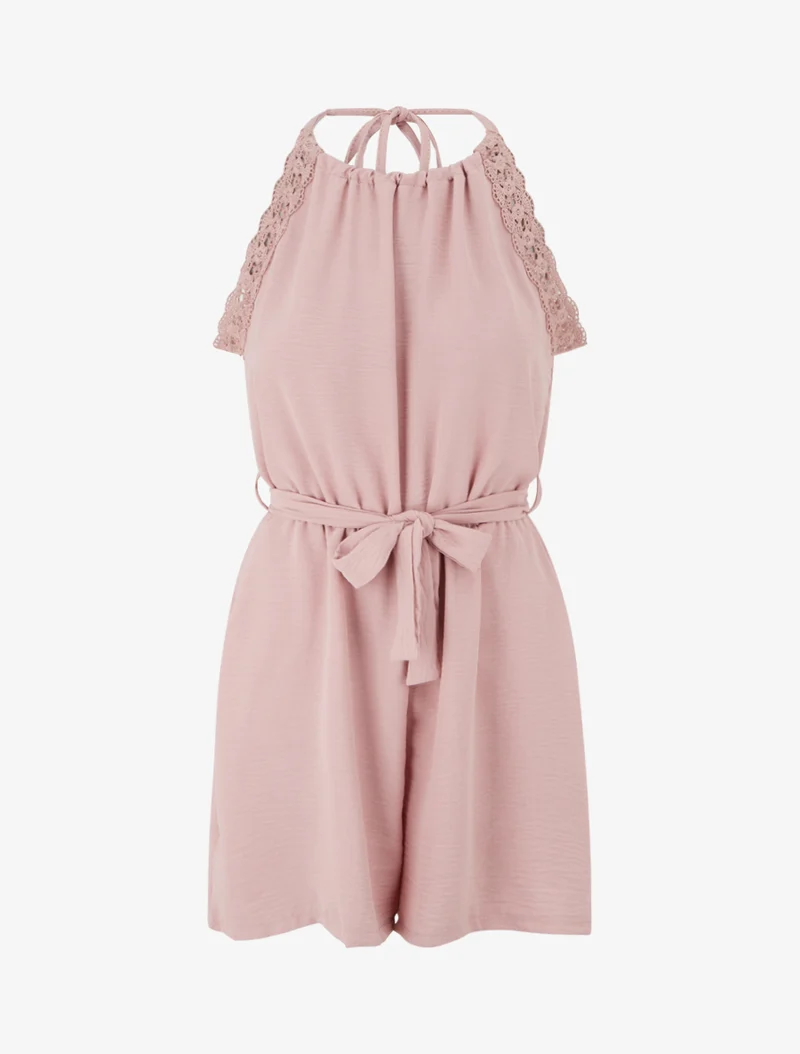 Spitzen-Jumpsuit mit offenem Rücken - Rose
