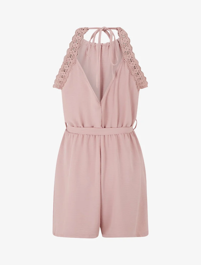 Spitzen-Jumpsuit mit offenem Rücken - Rose