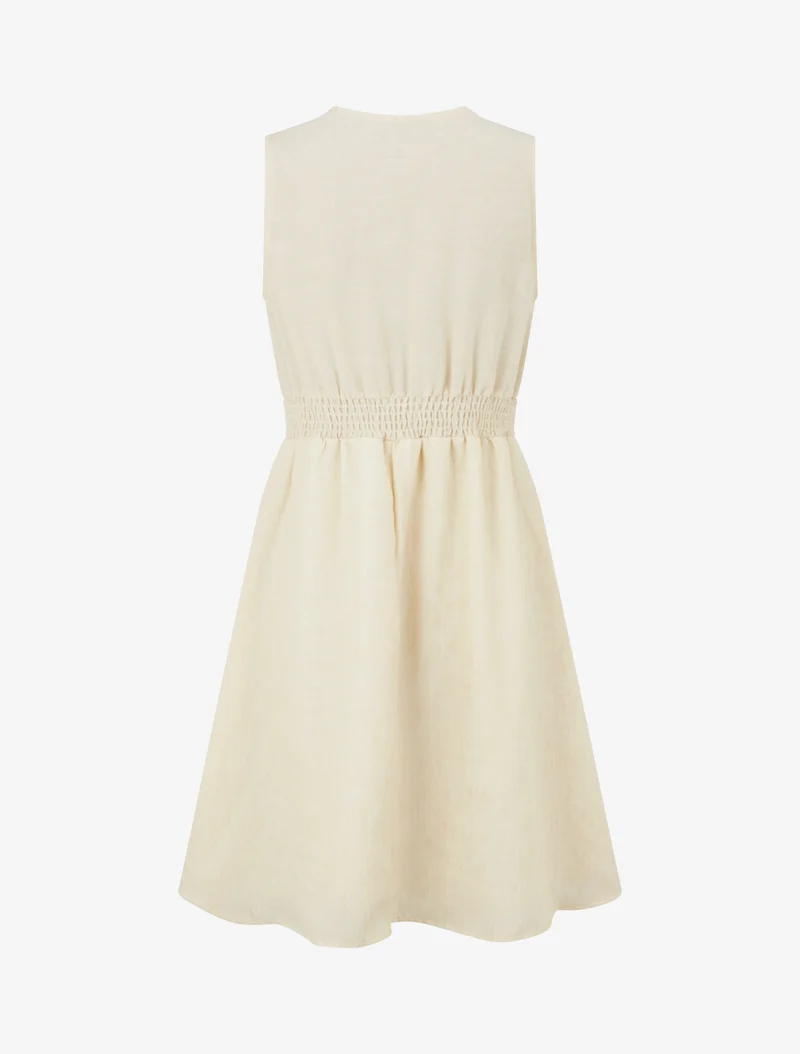 Midikleid mit besticktem Band - Beige