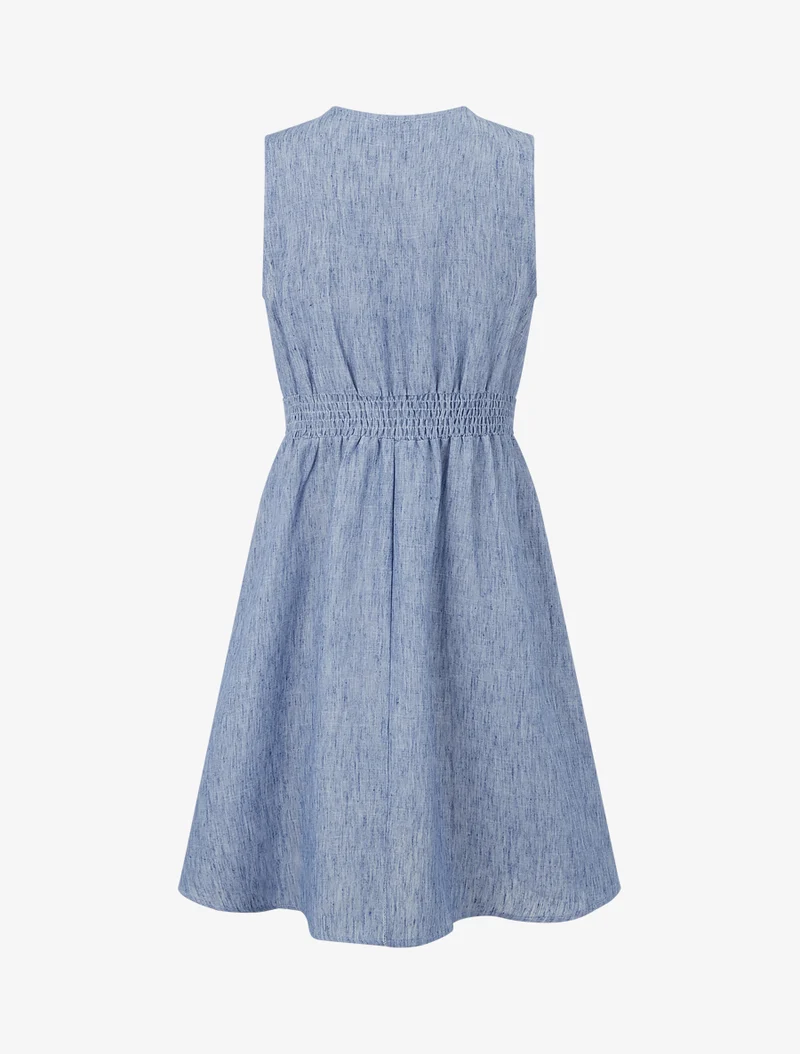 Midikleid mit besticktem Band - Blau