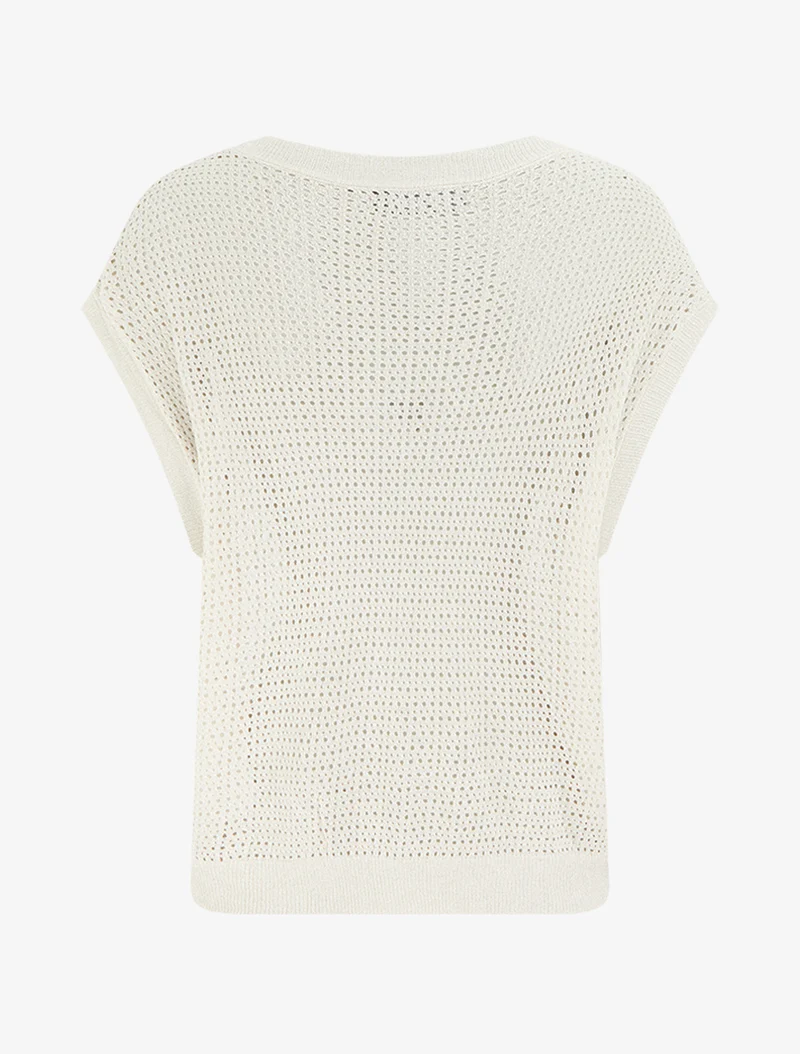 Durchbrochenes und schimmerndes Feinstrick-Top - Beige