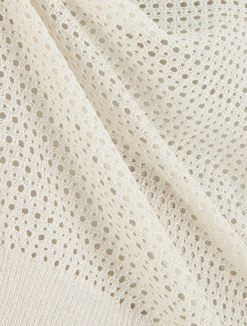 Durchbrochenes und schimmerndes Feinstrick-Top - Beige