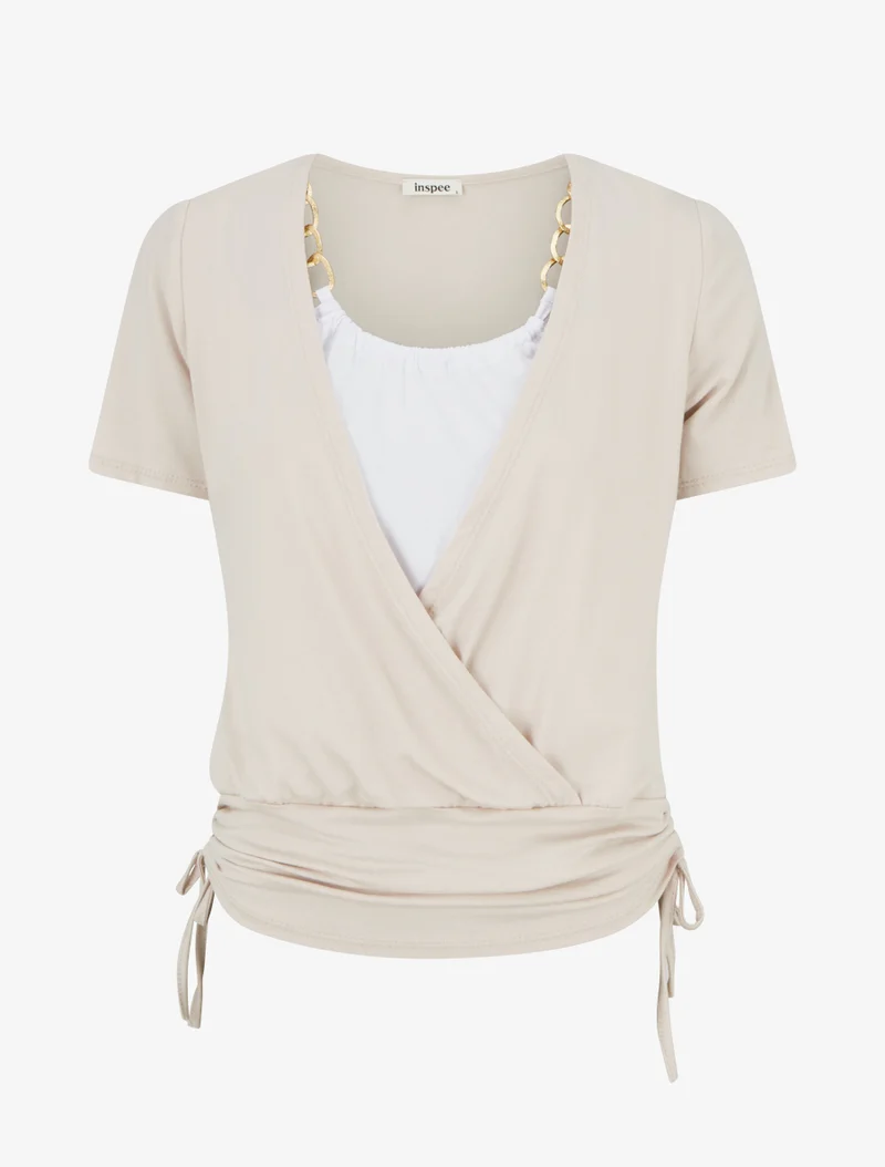 Oberteil mit Kettenschichtungseffekt - Beige