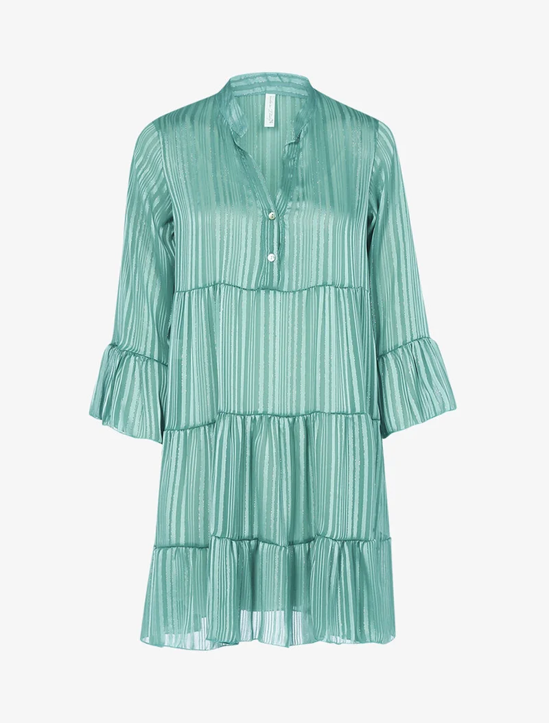 Rüschen-A-Linien-Kleid - Grün
