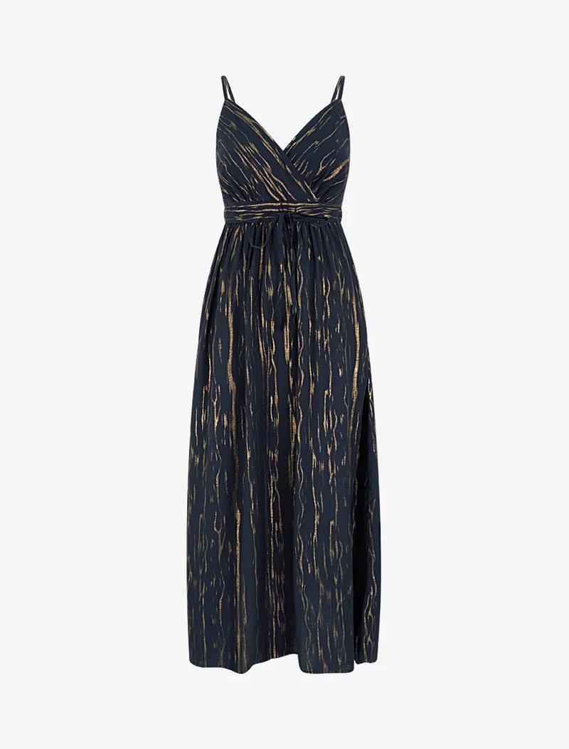 Unifarbenes elastisches Kleid mit schimmerndem Detail - Mitternachtsblau