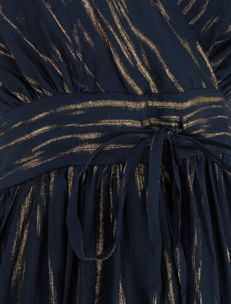 Unifarbenes elastisches Kleid mit schimmerndem Detail - Mitternachtsblau