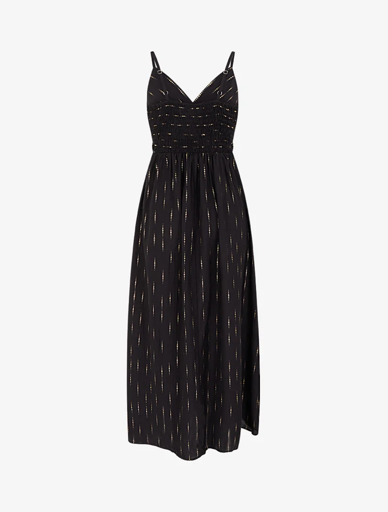 Einfarbiges elastisches Kleid mit schimmerndem Detail - Schwarz