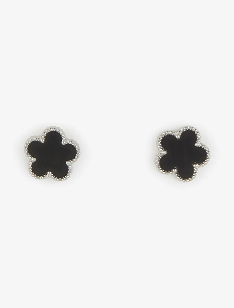Ohrstecker Blumen schwarzer Emaille - Geld