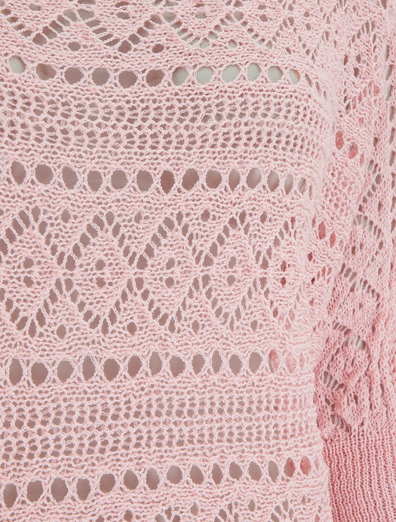 Gestricktes Oberteil mit Lochmuster - Rose