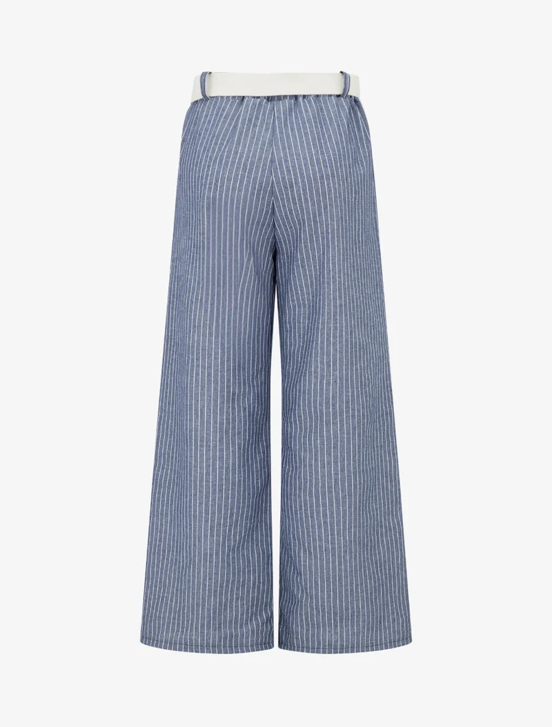 Gestreifte weite Hose - Blau