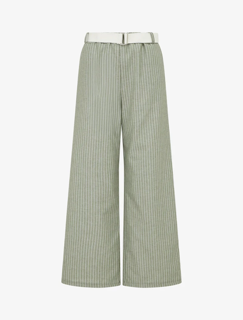 Gestreifte weite Hose - Kaki