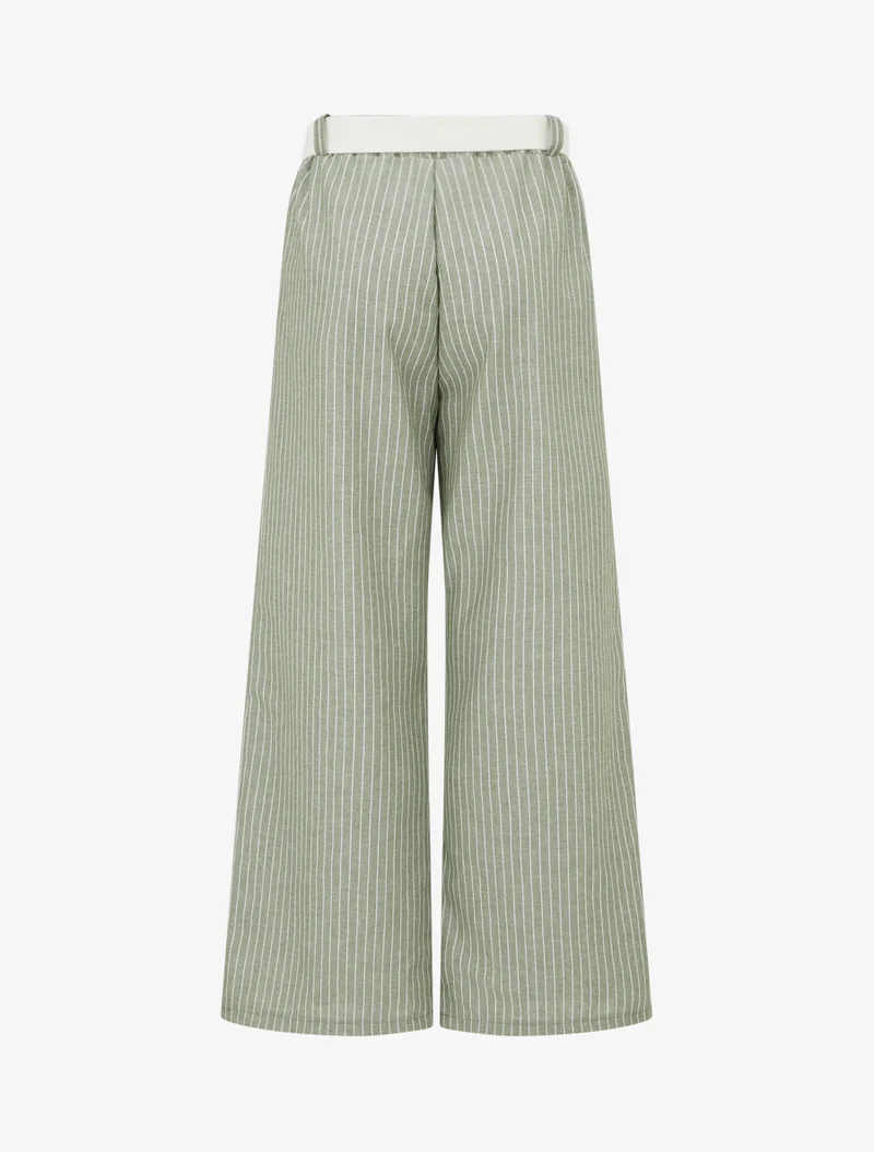 Gestreifte weite Hose - Kaki
