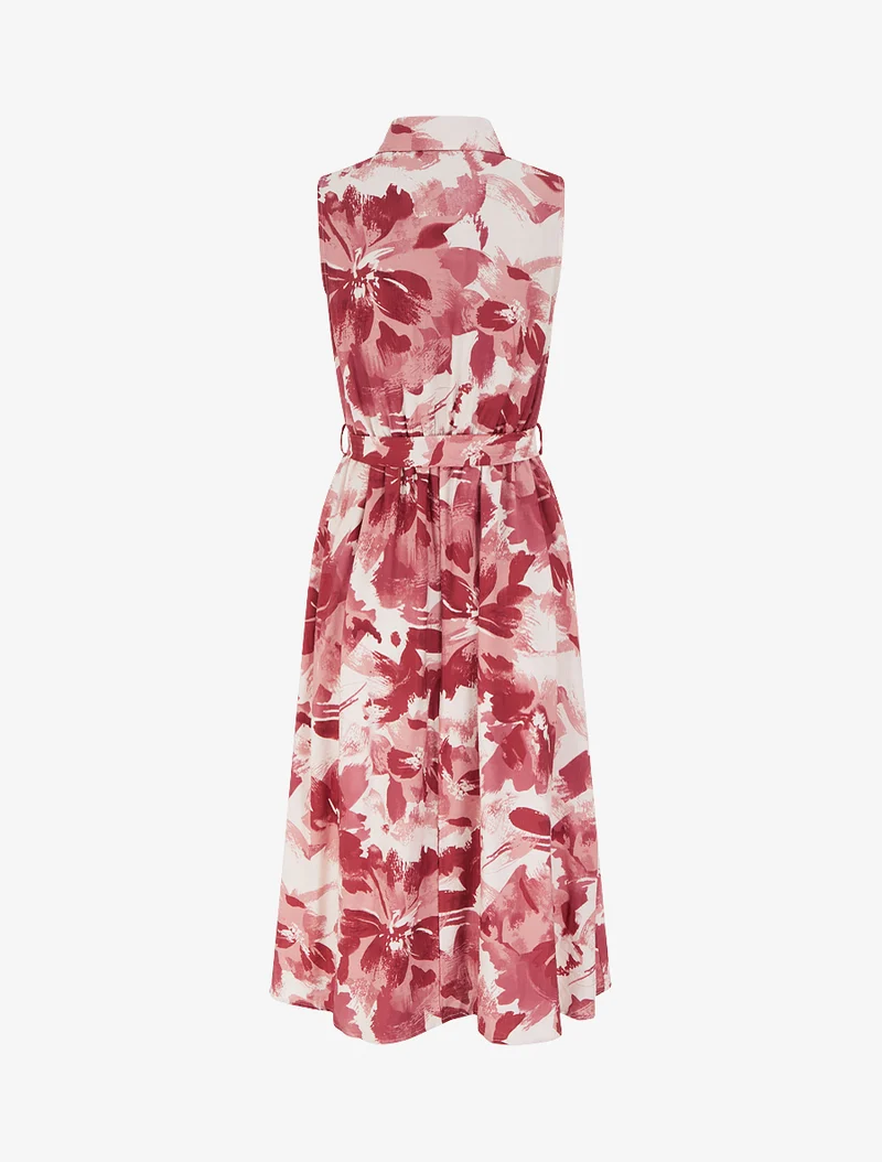 Langes Hemdkleid mit abstraktem Druck - Altrosa