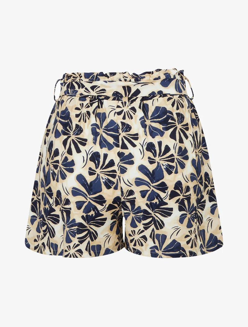 Elastische Shorts mit Blumenmuster - Marine