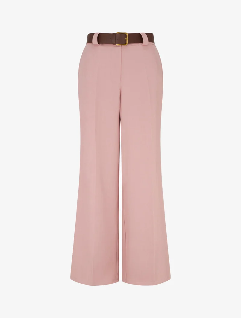 Gerade geschnittene, einfarbige, elastische Hose - Rose