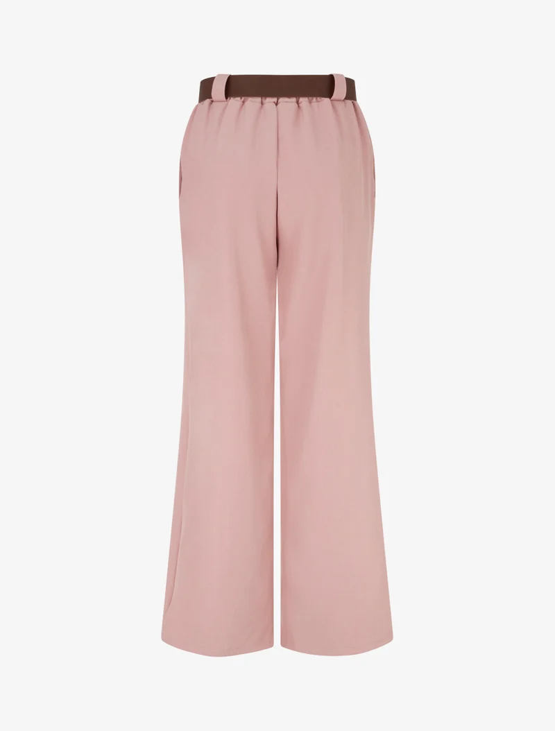 Gerade geschnittene, einfarbige, elastische Hose - Rose