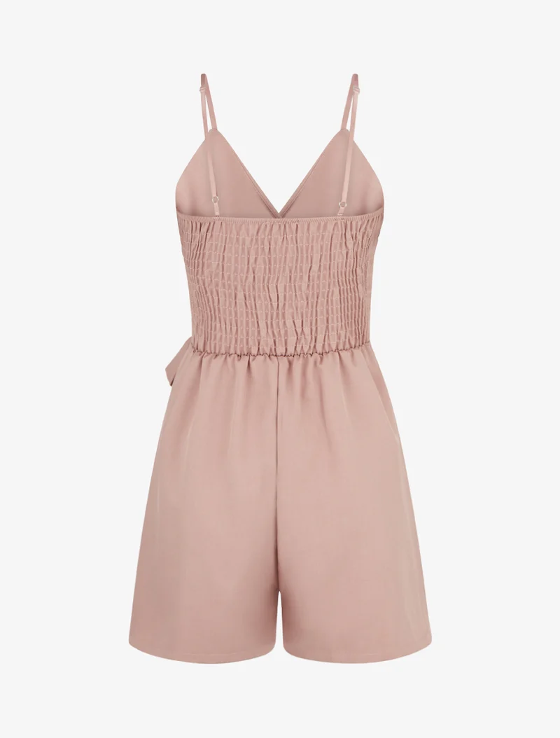 Fließender Jumpsuit mit schmalen Trägern - Altrosa