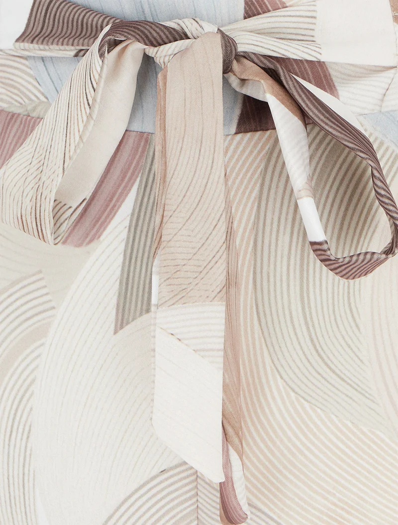 Grafisch bedruckte fließende Hose - Beige
